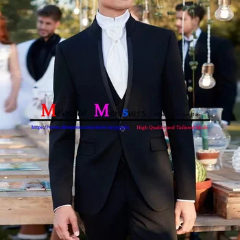 2021 Klasikiniai juodi ploni tinkami jaunikio smokingai Geriausias vyriško individualaus dizaino vestuvinė suknelė Atostogų kostiumas (švarkas+kelnės+liemenė) Kostiumas Homme