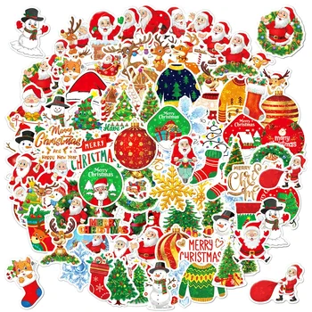 50/100vnt Naujieji metai Linksmų kalėdinių lipdukų Elnias Kalėdų senelis Sniego senis Vaikų dovanų lipdukas 