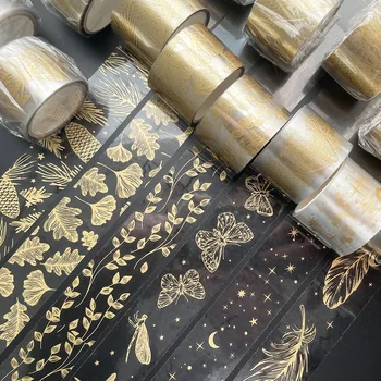 Auksinė folija Washi juostos plunksnų lapai Vabzdžių lipnios dekoratyvinės juostos žurnalo planuotojui 