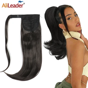 Black Brown Ponytail Extension 16 colių didelis garbanotas apvyniojimas aplink ponytail segtuką plaukų kirpimo elementu 85G 20 spalvų sintetinis ponytail perukas