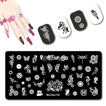 Butterfly Gear Stamping Plate Mouteen-134 Dragonfly Stamping Plate Mechanical Gear Nail Stamp Plates #134