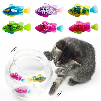 Cat Interaktyvus elektrinis žuvies žaislas Vandens katės žaislas žaidimui patalpose Plaukimas Robotas Žuvies žaislas katei ir šuniui su LED šviesa Naminių gyvūnėlių žaislai