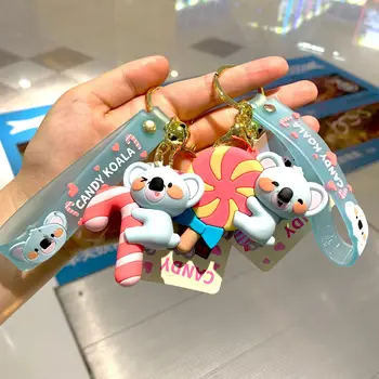 Creative Cute Koala Candy Keychain Kabantis animacinis filmas Pora automobilinis krepšys Raktų laikiklis Dovana vaikams Draugai Priedai Didmeninė prekyba