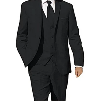 Elegantiški vyriški kostiumai 3 dalių rinkinys plonas prigludimas Vienspalvis vyriškas kostiumas verslo madai Darbo pokalbis Džentelmenas Oficiali proga Suknelė