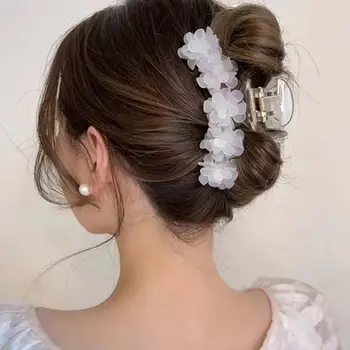 Grace Korėjietiško stiliaus plaukų aksesuarai Ponytail nagų spaustukas Orchidėjų plaukų segtukai Moterų ryklių klipai Gėlių plaukų nagai