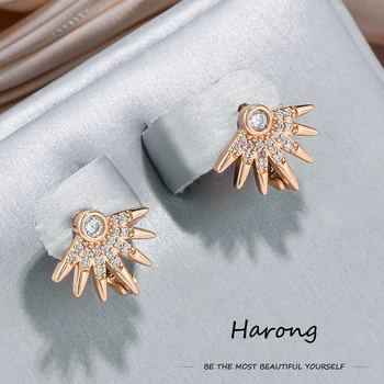 Harong Crystal Geometry Stud Auskaras Rožinis auksas Spalva Estetika Žvaigždžių auskarai Papuošalai moterims Merginos Vestuvių vakarėlio dovanos