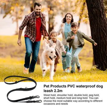 Ilgas šuns pavadėlis Sunkus mokymas Vaikščiojimo pavadėlis su 2 metalinėmis sagtimis Neperšlampamas PVC traukos virvės naminių gyvūnėlių reikmenų produktai