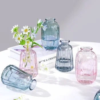 Ins Style Mini paprastas vitražas Vaza Namų dekoravimo ornamentas Aromaterapinis butelis Hidroponinė gėlių kompozicija Stiklinė vaza