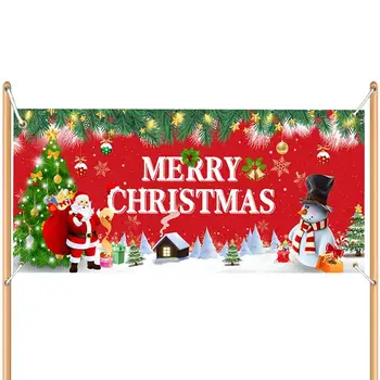 Kalėdinių durų reklamjuostės lauko durims 13 x 6 pėdų lauko šventinių vakarėlių reikmenys 2023 m. Raudoni papuošalai Fono ženklas Kalėdos