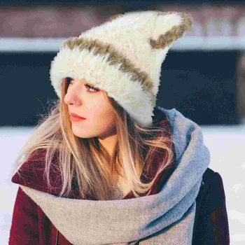 Moterys Beanie skrybėlių rudens ir žiemos mados atsitiktiniams mieliems siūlams lauke