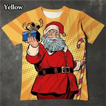 Naujas juokingas 3D Kalėdų senelis Marginti marškinėliai Vyrai Linksmos kalėdinės dovanos Marškinėliai Moteriški drabužiai Harajuku Fashion Kids Trikotažiniai marškinėliai Tops