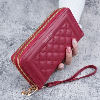 New Fashion All-in-one Long Ladies Hand Leisure Mobile Phone Bag Double Zipper Wallet Didelė talpa