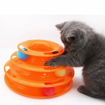 Pet Cat Žaislinis trijų sluoksnių kamuolys Katės ratas Katė Interaktyvus dėlionės takelis Žaislinė katė Kosminis bokštas Atrakcionų lėkštė