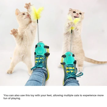 Pet Interaktyvus kambarinis kačiukas, žaidžiantis juokingas kačių pėdas spardantis pavasarinis plunksnų žaislas Drop shipping