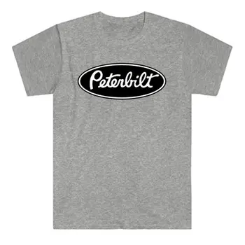 Peterbilt Trucks Trucker logotipas Vyriški pilki marškinėliai Dydis nuo S iki 5XL
