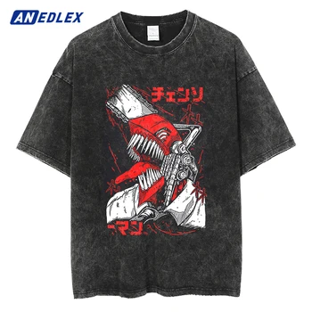 Streetwear Vintažiniai marškinėliai Vyrai Hip Hop Japoniški anime grafinio spausdinimo marškinėliai Harajuku medvilnė Casual Summer trumpomis rankovėmis marškinėliai