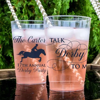 Talk Derby to Me Custom Party Cups, Personalized Hard Plastic Cups, Kentucky Derby Cups, Kentucky Derby Party, Derby Party Favor