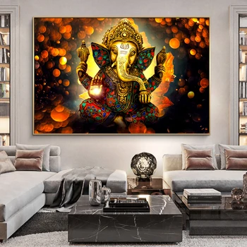 Viešpaties Ganešos drobės paveikslai ant sienos Meno plakatai ir spaudiniai Induistų dievai Drobės meno paveikslėliai Ganešo meno plakatai Namų dekoras