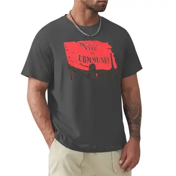 Vive La Commune! - Paryžiaus komunos marškinėliai kawaii drabužiai Trumpi marškinėliai Trumpomis rankovėmis trikotažas Vyrai juodi marškinėliai vyriški medvilniniai viršutiniai