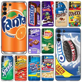 Šokoladinis sausainių pieno gėrimo telefono dėklas, skirtas Samsung Galaxy S21 S20 FE S22 Ultra S10 Lite S9 S8 Plus S7 Edge S10E TPU juodas dangtelis