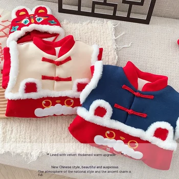 0-2 metų naujagimiai Žiemos šventiniai Naujųjų metų drabužiai Sveikinimai Kūdikių pliušinis kombinezonas berniukams ir mergaitėms