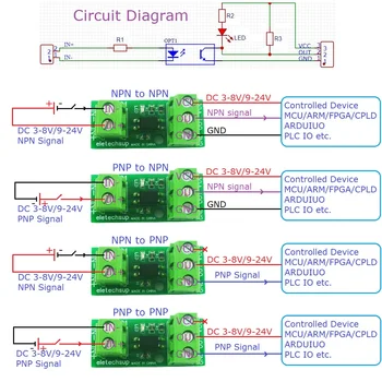 1 PCS 1CH DC 3.3V/5V/12V/24V NPN PNP Opto izoliuotas lygio konvertavimo modulis