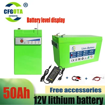 12V Baterija 50Ah 18650 ličio baterija, tinkama saulės energijai ir elektromobilio akumuliatoriaus galios ekranui + 12V3A įkroviklis