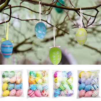 12VNT Velykų spalvingi PP kiaušinių kabantys papuošalai Pavasario namų sodas Velykų vakarėlio dekoracijos Velykos palankiai vertina vaikų dovanas Žaislas