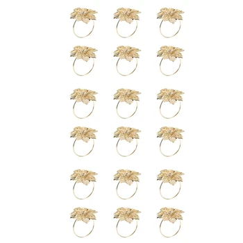 18Pakuoti servetėlių žiedai, auksiniai servetėlių žiedai sagtys stalo dekoracijoms, vestuvėms, vakarienei,vakarėliui, 