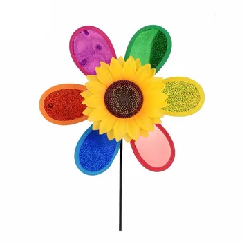 1PCS Saulėgrąžų vėjo malūnas Pinwheel animacinis filmas vaikams Žaislai vaikams Namų sodo dekoravimas Lauko vėjo suktukas Sūkurys Kiemo dekoras