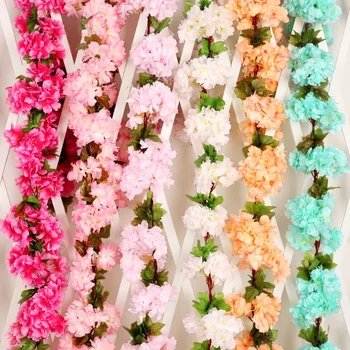 2.3M Vyšnių žiedų dirbtinės gėlės Pagrindinis Lauko Sakura girlianda Fonas Kabantis vynmedis Vestuvių dekoravimas fleur artificielle