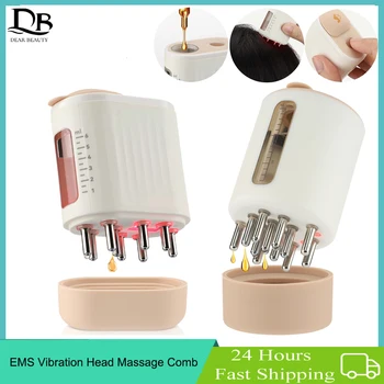 2 tipai EMS elektrinė vibracija galvos masažas šukos raudonos šviesos terapija galvos odos masažuoklis šepetys plaukų augimo aliejus medicinos aplikatorius