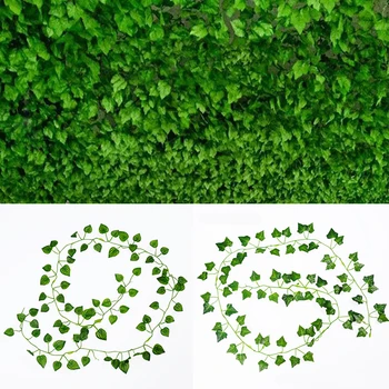 2M Dirbtiniai augalai Rotango roplys Žalias lapas Gebenė namams Vestuvių dekoras 