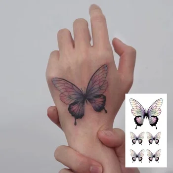 3D spalvingi drugelio netikri tatuiruočių lipdukai vyrams Moterys Rankos rankos vandeniui atsparus kūno menas Laikinas Tattos blykstės lipdukai Tatoos