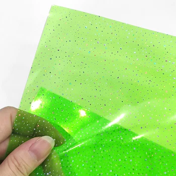 46x135cm Blizgučiai Spausdintas PVC skaidrus holografinis dirbtinės odos audinys apmušalams 