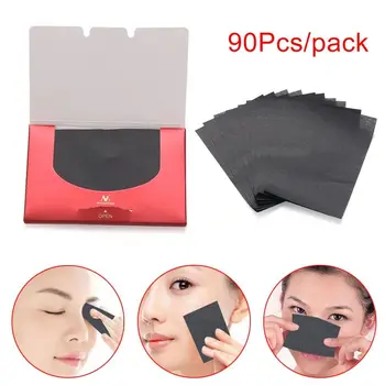 90PCS/Pack Nešiojamas bambuko anglies aliejus Blotting Sheet Paper Oil Control Tissue Facial Oil Absorbent Paper Skin Care Makeup Tool