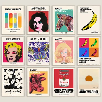 Andy-Warhol Pop Art drobė Tapyba Gėlės Bananų zebra plakatas ir spausdintas sienų piešinys Paveikslėlis svetainei Cuadros namų dekoras