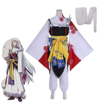 Anime InuYasha Sesshoumaru Cosplay kostiumas suaugusiems vyrams Kimono uniforma pilni kostiumai Helovino karnavalo vakarėlis Spektaklis Gatvės apranga