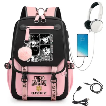 Anime Jujutsu Kaisen kuprinė Vaikai Mergaitė Juoda rožinė mokyklinė krepšys Kawaii studentų mokyklinis krepšys Megumi Fushiguro Moterų kelionių krepšys