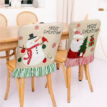 Aukštos kokybės kalėdinių kėdžių užvalkalas Klasikinis Kalėdų Senis Sniego senis Užvalkalas valgomojo kėdžių užvalkalai