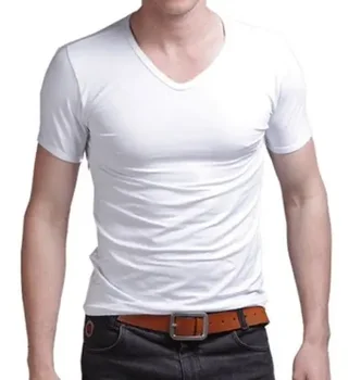 B4911 Summer Hot Sale T- Marškinėliai Nauji vyriški V kaklo viršugalviai marškinėliai 