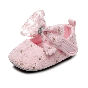 Baby Girl Solid Color Bow Princess Shoes Baby Soft Bottom Toddler Batai