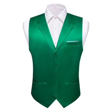 Barry Wang Elegantiška žalio šilko vyriška liemenė Solid Versatile Formal Wear Liemenė Vestuvių vakarėlis Tuexdo suknelė Vyriškas švarkas be rankovių