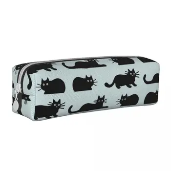 Black Cat Kitty Lover Pieštukų dėklai Fashion Pen Box Bag Kids Large Storage Office Dovanų pieštukų maišelis