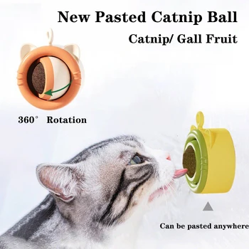 Catnip Ball Toy Cat Spins Licks Snack Cat Toy Pasted Wall Mint Ball Cleaning Teeth For Cat Accessories Pet Supplies кошачья мята