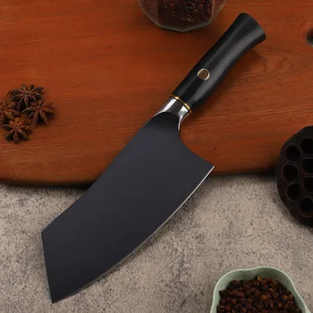 Chefs Cleaver peilis didelės spartos miltelinis plienas 18cm ašmenų messer aštrus pjaustymas Mėsos stalo įrankiai Virtuviniai peiliai Virimo įrankiai G10 rankena
