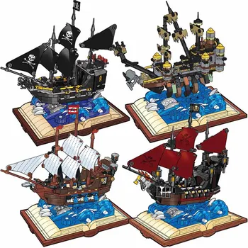 City MOC Black Pearl Queen Anne's Revenge Pirate Ship Magic Book Building Blocks Pasidaryk pats piratų valtis surinks kaladėles Žaislai vaikams