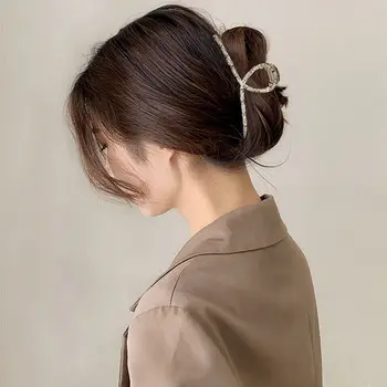 Claw French Girls Metal Hair Clip Rhinestones Hair Claw Pearl Hair Clip Female Hair Accessories Korean Style Grab Clip
