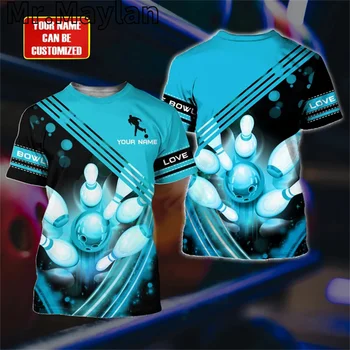Custom 3D Full Printed Blue Bowling Unisex Premium marškinėliai Boulingo komandos uniforma Tshirt Dovana boulingo nariui Tee Men's Tops-11