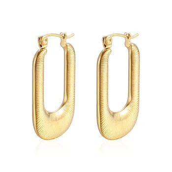 DanDan parduotuvė Nerūdijančio plieno auskarai Papuošalai moterims Madinga metalo tekstūra 18KEarringai Auksinė dovana merginai nemokamas pristatymas